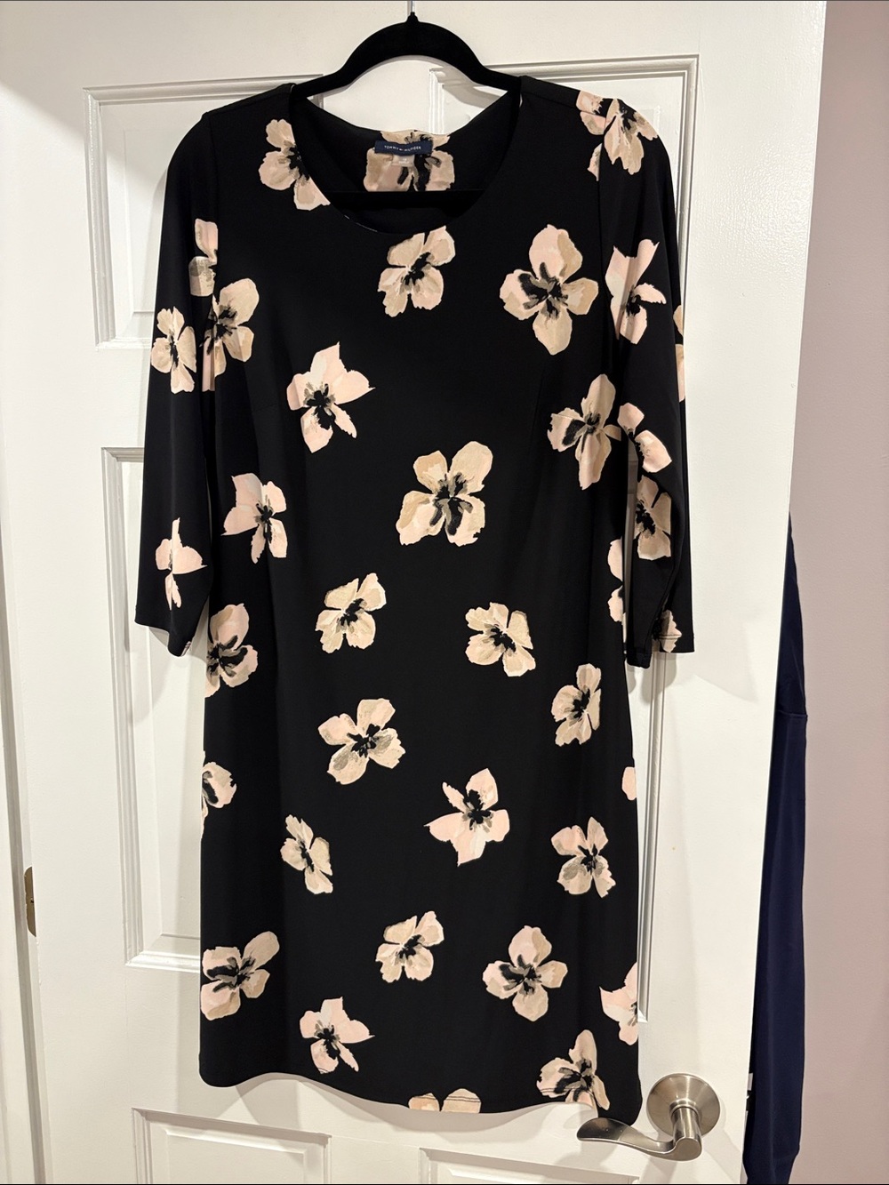 Tommy Hilfiger Black Shift Dress with Blush Floral Print